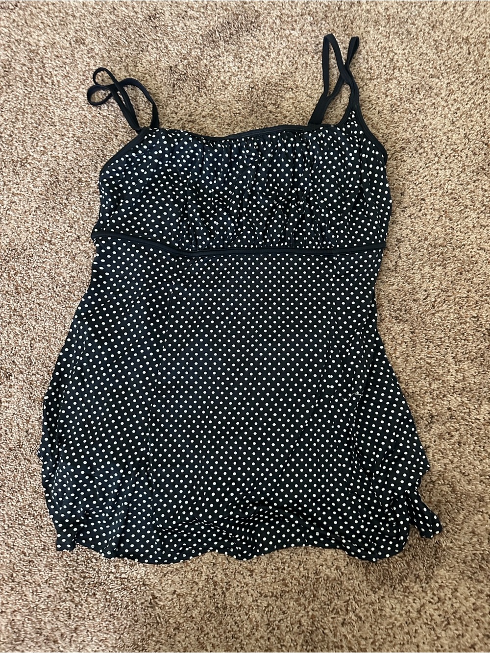 Black Polka Dot Spaghetti Strap Women’s bathing suit.